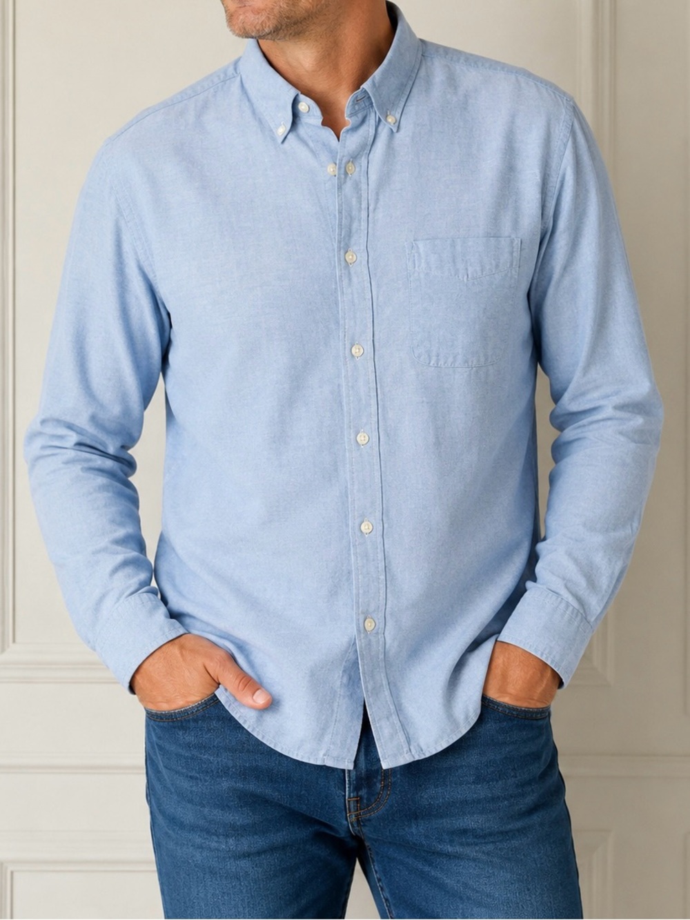 Land’s End Direct Merchants Blue Oxford Shirt 16-34 Like New